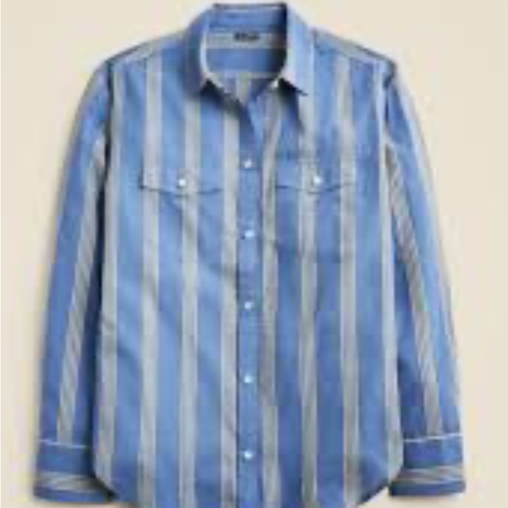 Jcrew Western Blue Striped Shirt NwT XXS